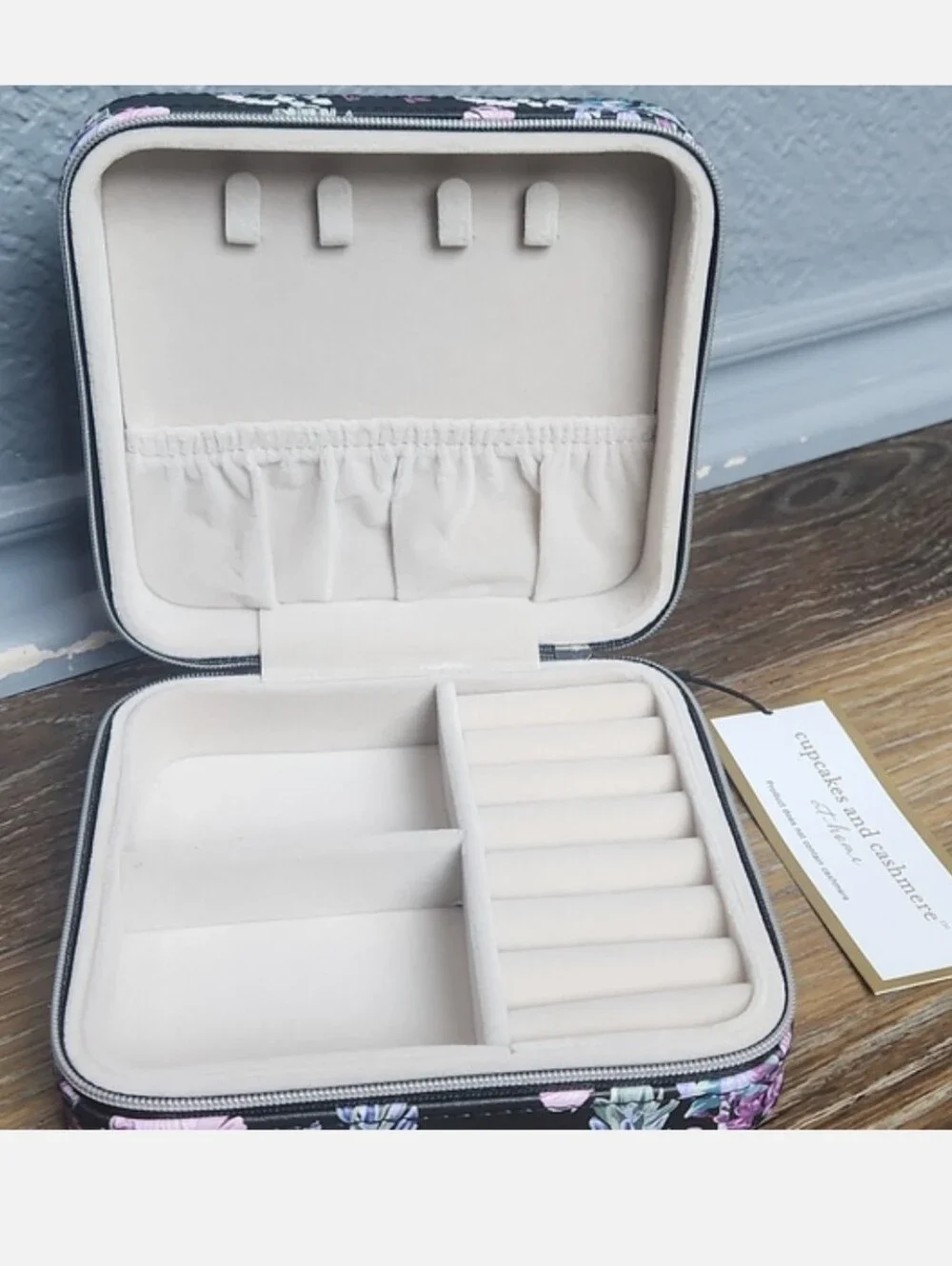 NWT Cupcakes and Cashmere Floral Jewelry Box Pink Purple Green Blue White Black